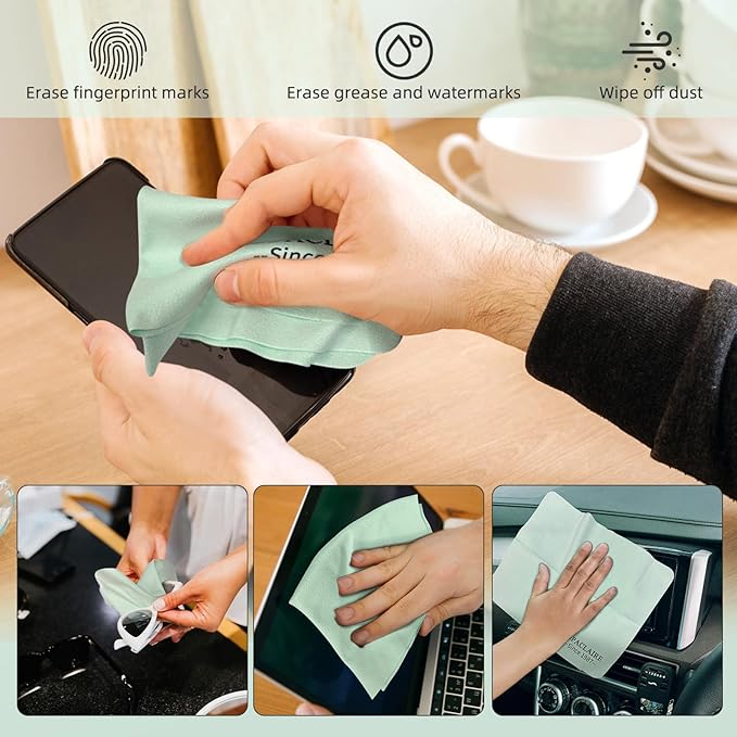 Suede Eyeglass Cloth 8" X 10" Extra Large Cleaning Cloth Washable, Durable Ultra-Fine High-Tech Premium Material for Eyeglasses Lenses Electronics and Screens