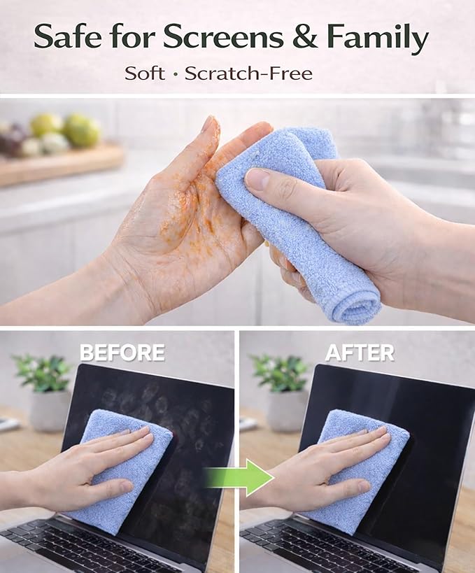 Microfiber Cleaning Cloth Roll - 100 Pack Tear Away Microfiber Paper Towels, Reusable, Washable, Scratch-Free, Kitchen Towels for Car, Home, Kitchen, Glass, Dishes (Blue)