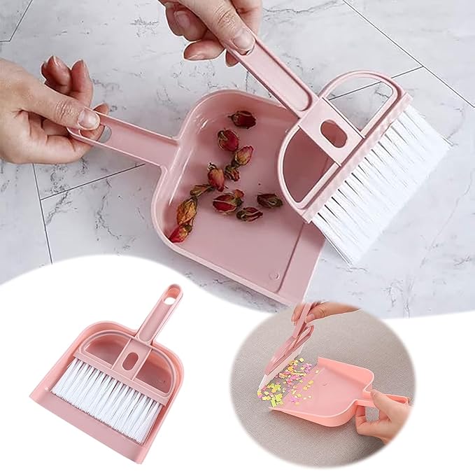 Mini Dustpan and Brush Set, Household Lightweight Portable Dust Pan with Handle,Compact Mini Handheld Hand Broom and Dustpan Set for Cleaning Sweeping Table Pet Kitchen Indoor Office Camping Home