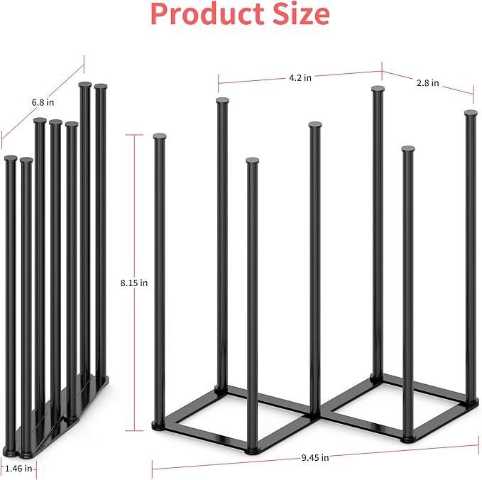 Collapsible Bottle Drying Rack, Baby Bottle Drying Rack, Foldable Cup Draining Holder, Retractable Reusable Silicone Bag Dryer with Non-Slip Bottom - Stainless Steel (Black)