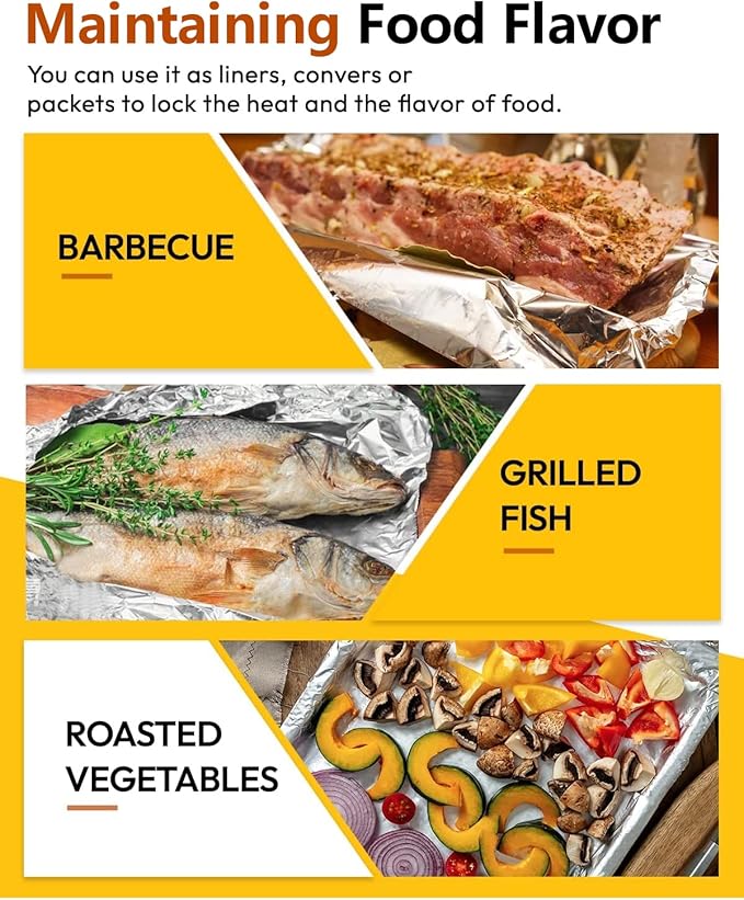 Katbite Aluminum Foil Heavy Duty 17.7 Inch Wide, 30 Micron Thick Strong Heavy Duty Foil Aluminum Roll Wrap for Commercial Catering, Grilling, Roasting, Baking, Home Cooking, 17.7"x525s.f