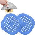 2-piece Anti Clogging Drain clamp Set, Silicone Shower Drain Cover with Suction Cup, Hair Collector for Bathtub and Bathroom Drain Pipes to Prevent Drain Pipe Blockage (Blue)