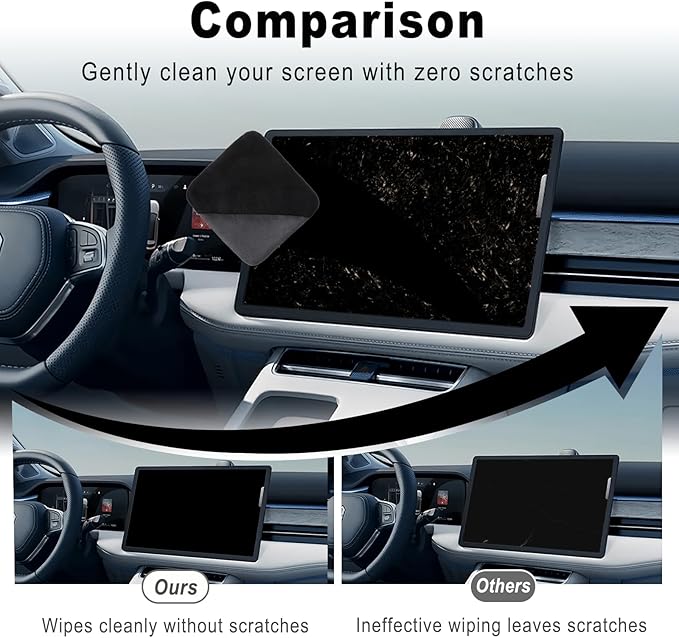 Car Screen Cleaner, Soft Microfiber Cleaning Cloth, Foldable Auto Screen Cleaning Pad, Universal Interior Car Accessories Cleaner Tool for Vehicle Dashboard Display (Square)