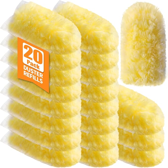 20 Count 360° Heavy Duty Duster Refills, Compatible with Swiffer Duster, Larger Size Disposable Electrostatic Microfiber Dusters, 4X Thick Cleaning Dusters, Unscented