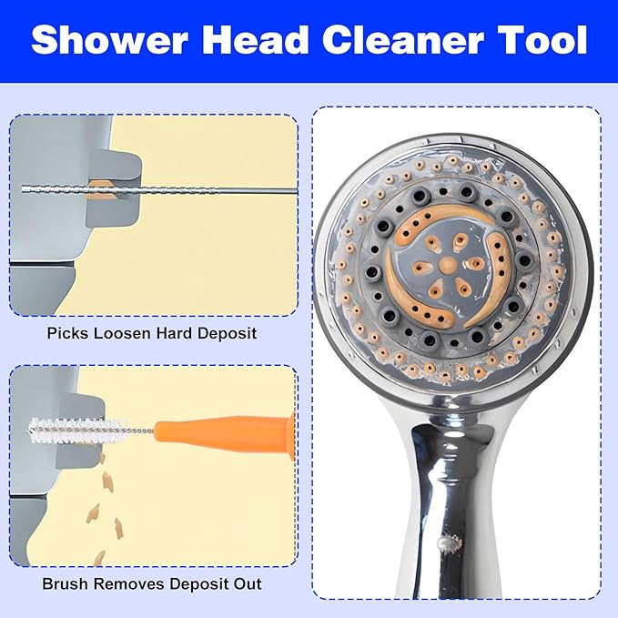 30 PCS Shower Head Cleaner Picks, Multiple Size Hole Cleaning Brush for Shower Head Small Hole, Stainless Steel Holes Anti-Clogging Cleaning Brush for Unchoke Showerhead