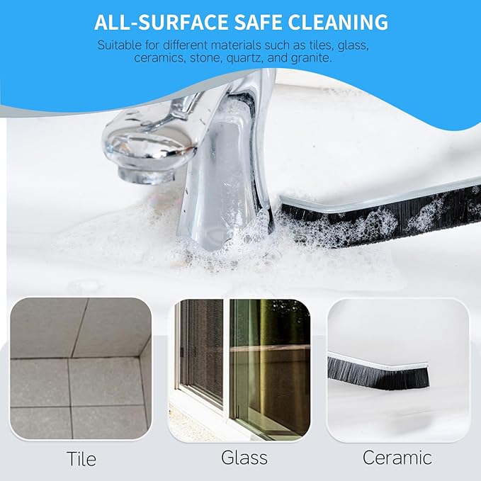 3 Pcs Crevice Cleaning Brush, 23cm Toilet Brush - Non-Slip Grip, All-Surface Safe (Tile, Glass, Car) - Bathroom Cleaning Supplies for Toilet, Window Tracks - Space-Saving Hanging Design