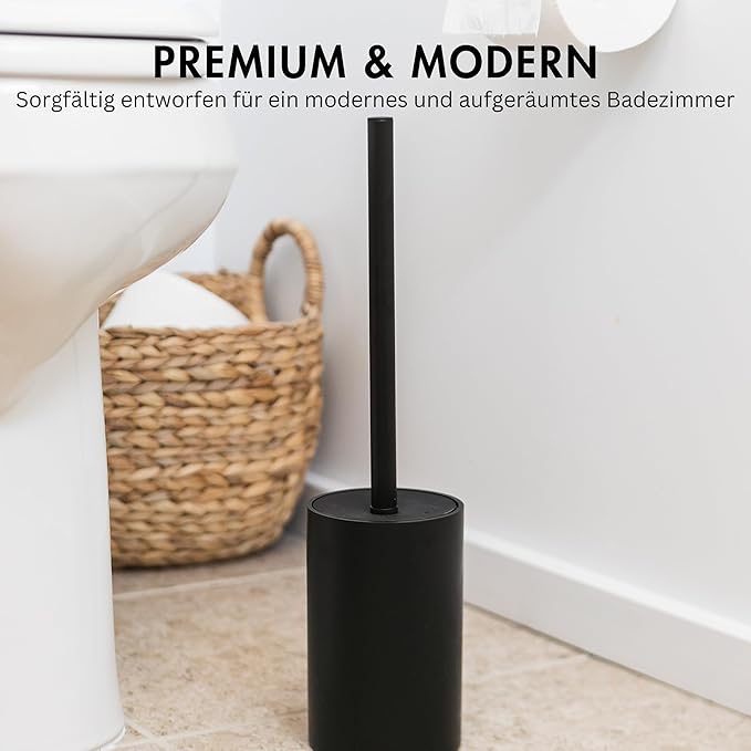 Matte Black Toilet Bowl Brush for Bathroom with Holder - Bathroom Cleaner Scrubber with Sleek Design, Sturdy, and Durable Bristles