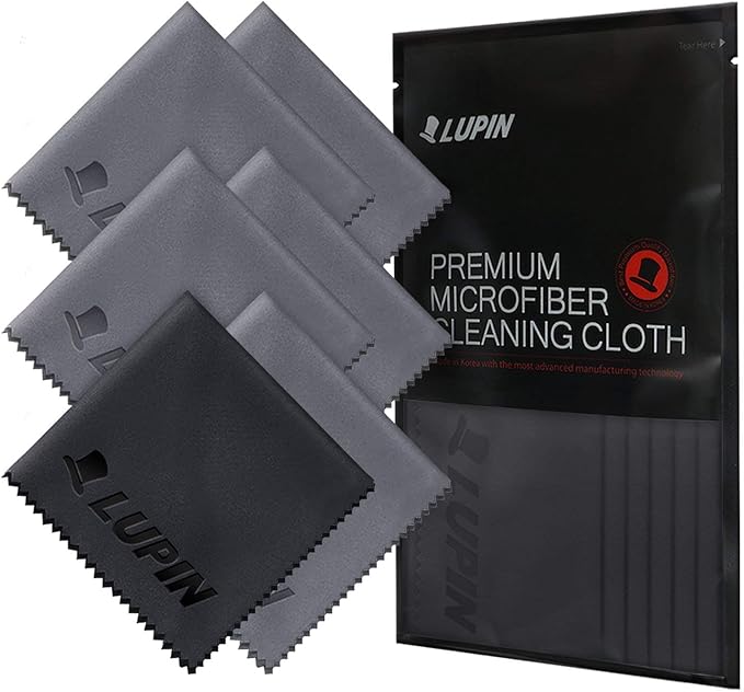 Lupin Microfiber Cleaning Cloths, 6 Pack Premium Ultra Lint Free Polishing Cloth for Cell Phone, Tablets, Laptops, iPad, Glasses, Camera Lens, TV Screens & Other Delicate Surfaces - Gray