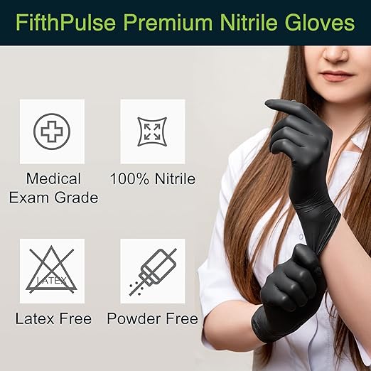 Black Nitrile Disposable Gloves X Large, 200 Count - Latex Free Medical Gloves, Dental and Surgical Grade - Powder Free Rubber Gloves