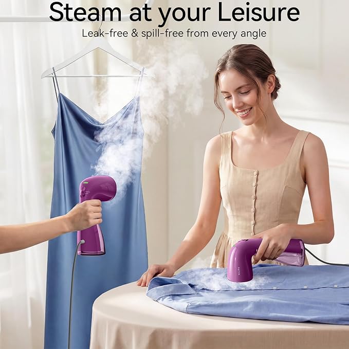 HiLIFE Steamer for Clothes, Handheld Portable Design, 1100W Powerful Steam, 300ml Larger Tank & No Leak Tech, 30S Fast Heat-up, Quick Wrinkle Remover, Compact Size for Travel, ONLY 120V-Orchid Purple