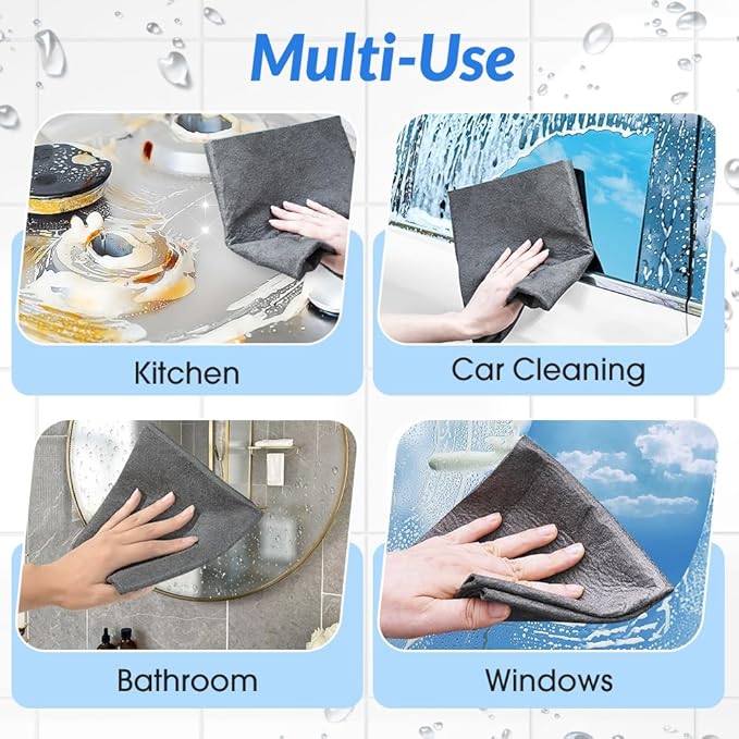 Multifunctional Magic Cloth, Reusable Thickened Magical Cleaning Cloth, Streak Free Magical Microfiber Cleaning Cloth, Suitable for Glass,Window, Kitchen, Cars (15PC)