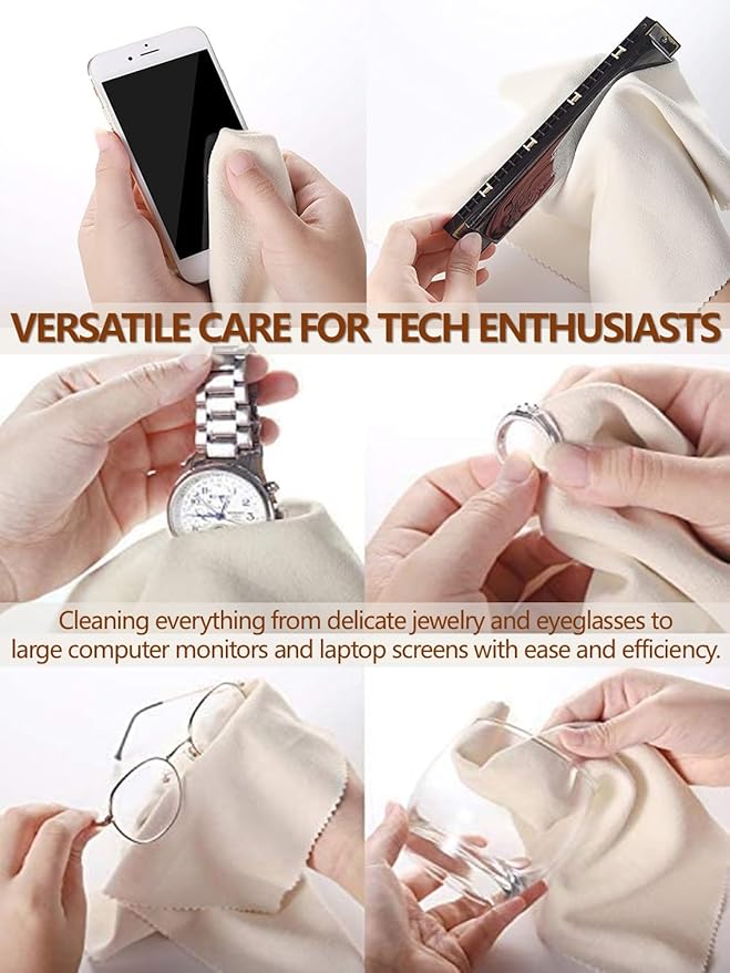 Glasses Cleaning Cloth, 30% Thicker 260g High-Density Microfiber Cleaning Cloth for Glasses, Lens and Screens, Ultra-Soft Suede Texture Lens Cleaning Cloth for Camera, VR, Tablets