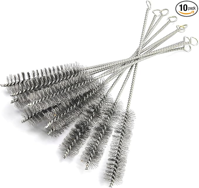 Utoolmart Steel Wire Cleaning Brush, Spiral Power Tube Brush, Steel Wire Tube Brush Cleaning Tool, Tube Bottle Brush, 1.0-inch Diameter 12-inch Length, 10pcs