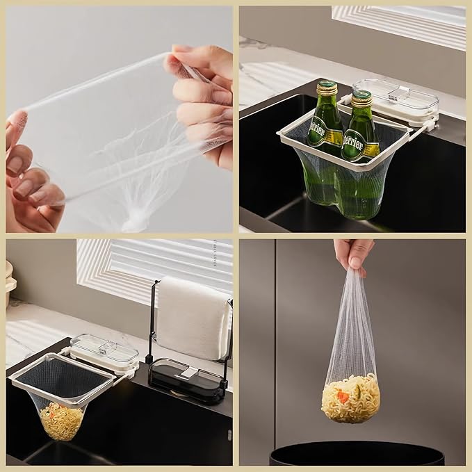 Sink Drain Strainer 2025 New Suction Cup Sink Kitchen Net Strainer Colander Collapsible Corner Sink Strainer Over for Food Waste Filtering Kitchen Leftover Have Mesh Bags (Black, Filter 50Pcs)