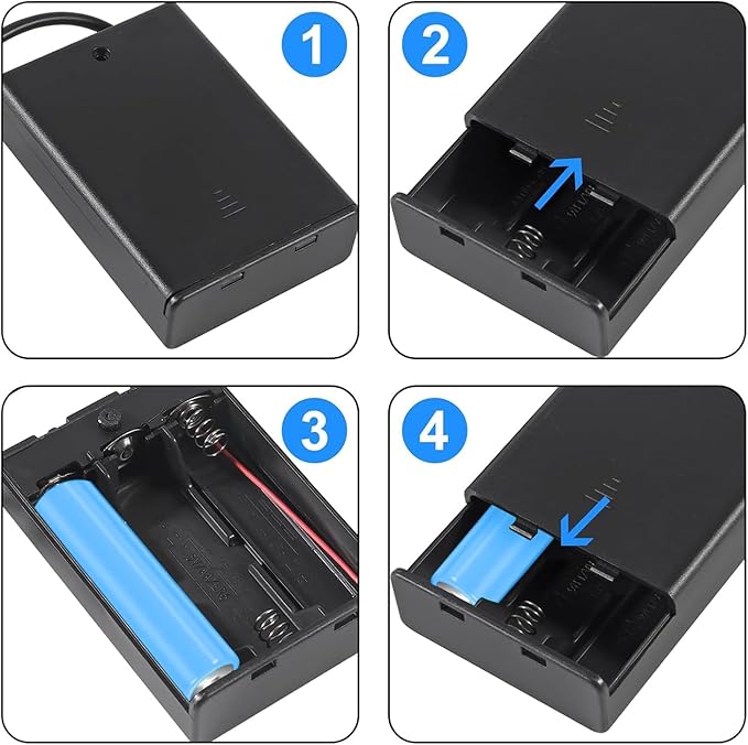 3PCS 3AA Battery Holder， USB Female Socket， 3x1.5V AA Battery Case Box Holder， On/Off with Cover and Transparent Battery Storage Case for Arduino RC Cars LED Strip Light（External USB）