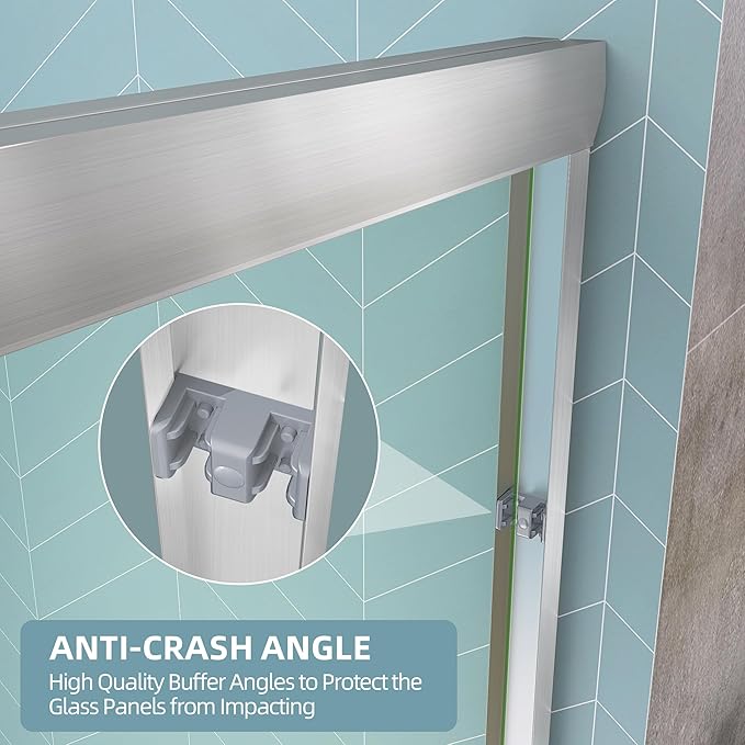 GETPRO Bathtub Sliding Door 50-54 in. W x 58 in. H Semi-Frameless Bypass Double Sliding Tub Shower Door for Bathroom,1/4 inch Clear Tempered Glass Bathtub Door Brushed Nickel