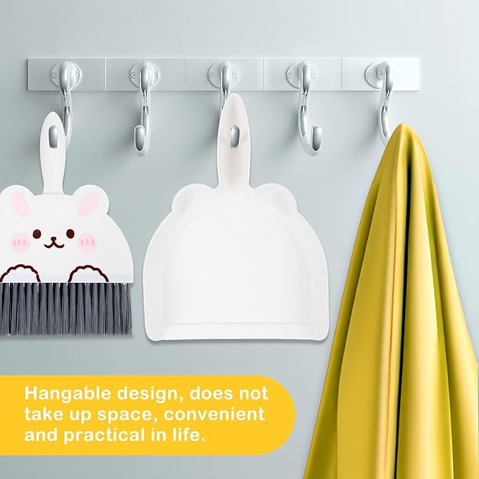 Cute Dustpan and Brush Set, 1 Set Small Hand Broom and Dustpan, Little White Rabbit Mini Hand Portable Mini Broom for Keyboards, Car Seats & Pet Areas