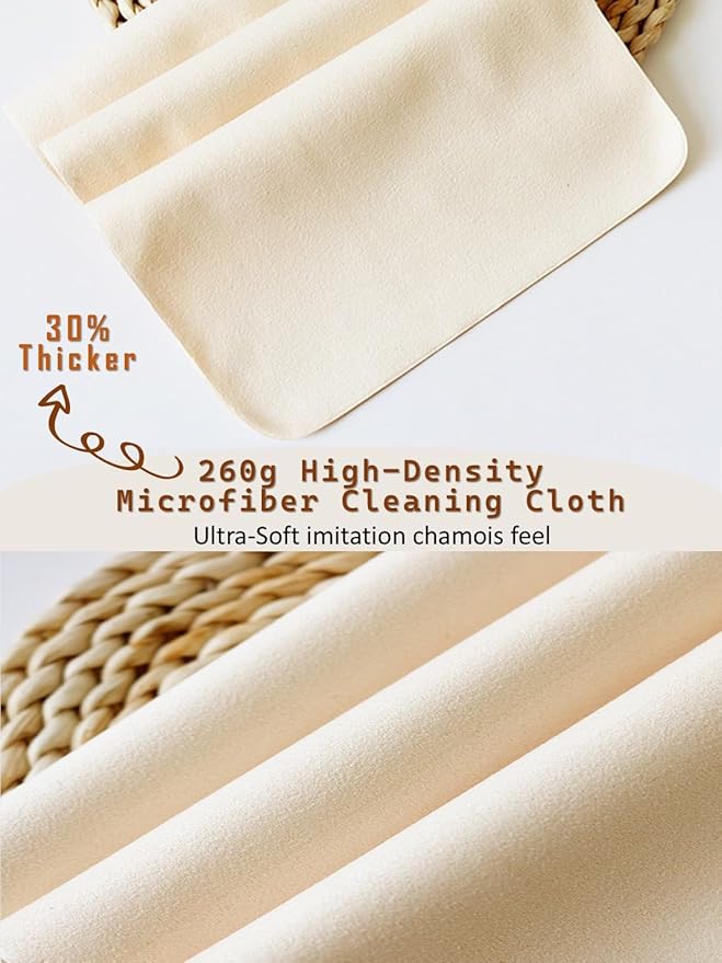 Glasses Cleaning Cloth, 30% Thicker 260g High-Density Microfiber Cleaning Cloth for Glasses, Lens and Screens, Ultra-Soft Suede Texture Lens Cleaning Cloth for Camera, VR, Tablets