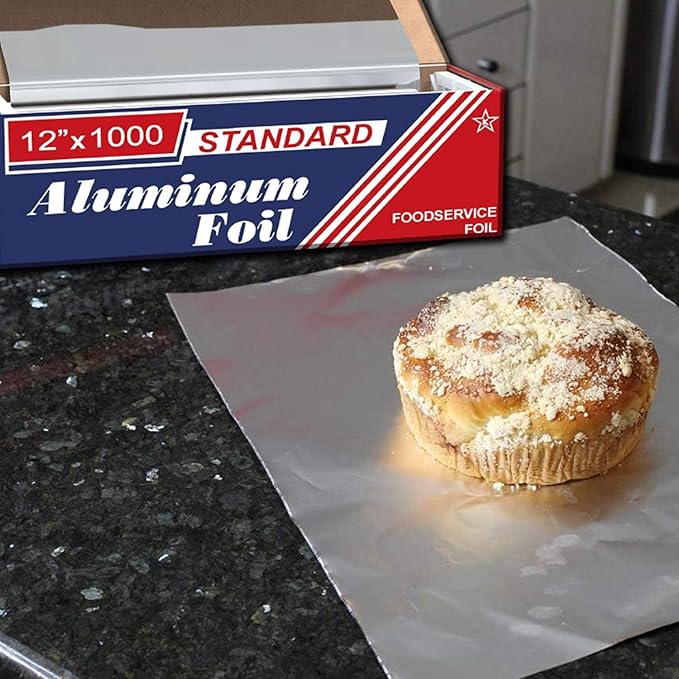 Aluminum Foil Wrap Roll 12 in x 1000 Feet Long Industrial Size and Strength | Commercial Grade & Length Foil Wrap for Food Service Industry and Home Use Strong Silver (12 in x 1000 ft, 1 Pack)