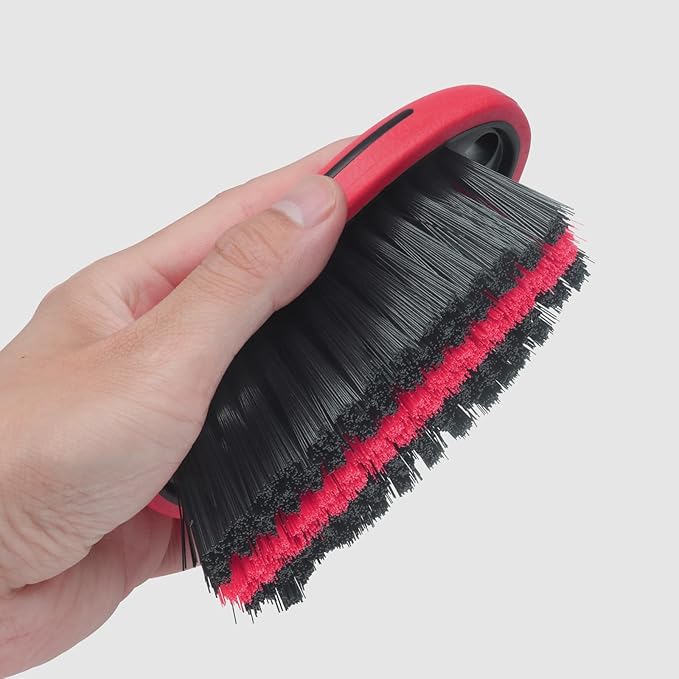 Carpet and Upholstery Cleaning Brush,Carpet Scrubber Stiff Bristle Detailing Scrub Brushes,Interior Leather Brush for Car and Home (Red)