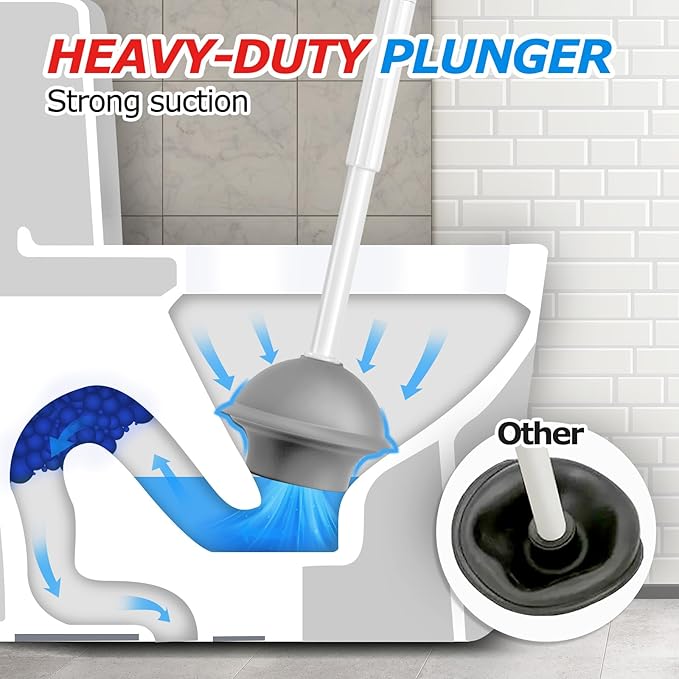 3 in 1 Toilet Brush and Plunger Set,Toilet Bowl Brush Plunger Set,Toilet Brush Plunger Combo,Cleaning Brush,Cleaning Supplies, Crevice Cleaning Brush, Bathroom Cleaning Tools, Pearl White