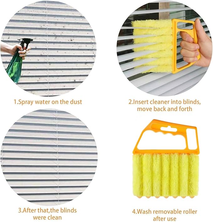 2 Pcs Blind Cleaner - Washable Window Blind Cleaner Duster Tool, Hand-Held Blind Duster for Wood Dlinds Mini Duster Brush Blind Dust Cleaner Venetian Shades Brush Window