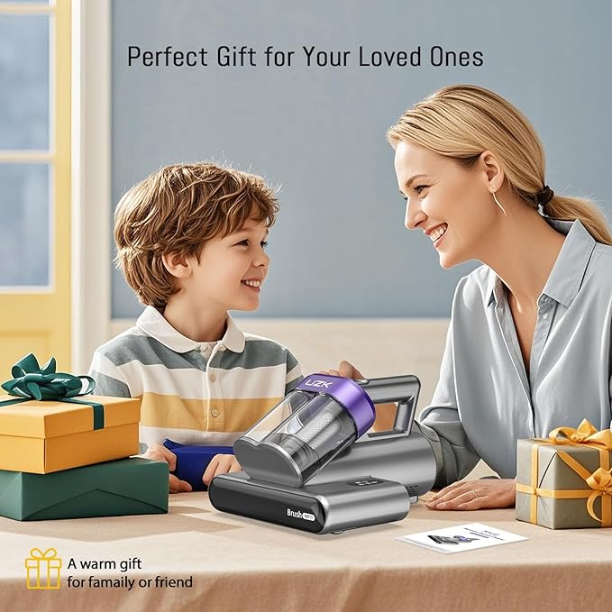 Bed Vacuum Cleaner Mattress Vacuum Cleaner,16Kpa Powerful Handheld Vacuums with UV-C Light & Double Dust Cup & High Heating & Ultrasonic & Anion for Bed Sofa (MV11,Deep Black)