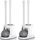 Toilet Plunger and Brush, Bowl Brush and Heavy Duty Toilet Plunger Set with Ventilated Holder, 2-in-1 Toilet Brush and Plunger Combo for Bathroom Cleaning (2, White)
