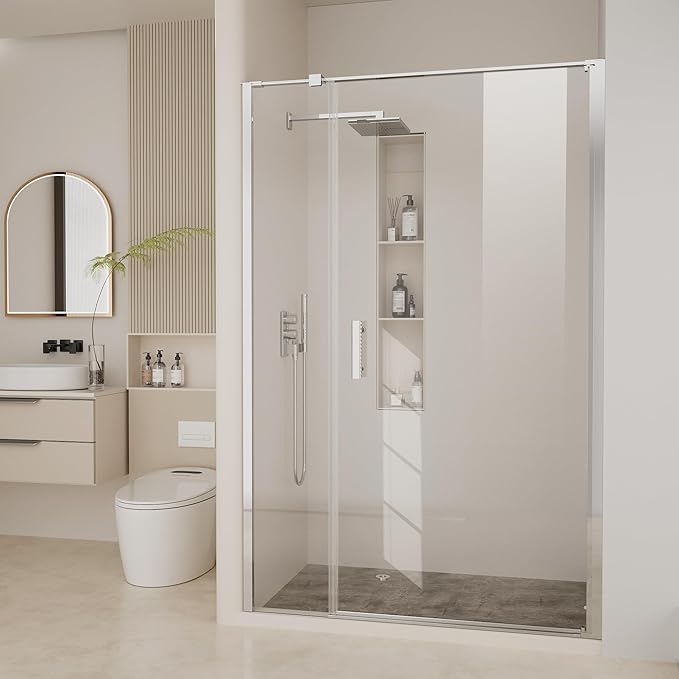 Bathbliss Framed Pivot Shower Door, Glass Shower Door in Chrome, 58.5" to 60" W x 72" H, 5/16" Tempered Glass, Reversible Installation, Easy Setup