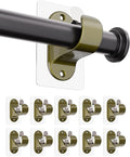 ANDGOO 10 Pack Self Adhesive Curtain Rod Brackets, No Hole Hooks for Curtain Rods, No Drilling, No Nail Heavy Duty Stick on Rod Hooks Bedroom, Bathroom, Livingroom, Kitchen (Retro)