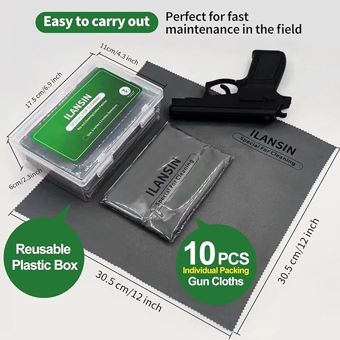 10/6Pack Technology Microfiber Black/Gray Gun Cleaning Cloth-Large Size-Lint Free-Reusable Cleaning pad for All Firearm-Each Pack is Individually Packaged-Gun Cleaning Supplies Store