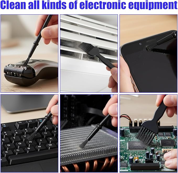 8 Pcs Mini Keyboard Cleaning Brushes Kit, Anti Static Electronic Dust Cleaning Brushes with PP Handle and Nylon Bristles, Keyboards Cleanings Brush for Computer Keyboard and Small Spaces