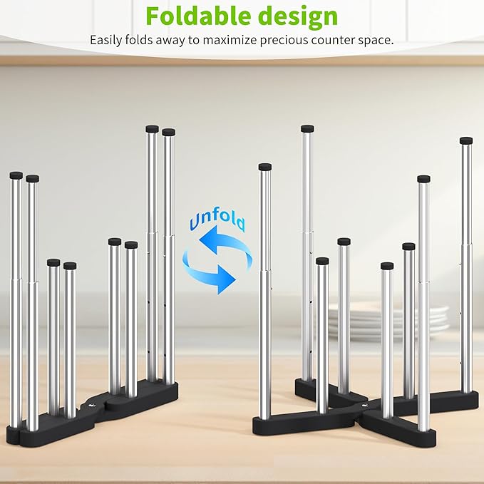 Retractable Bottle Drying Rack, Foldable Baby Bottle Drying Rack, Collapsible Draining Rack for Reusable Bag, Cutting Board, Mason Jars, Mugs, Glass, Cup, and Sports Bottle