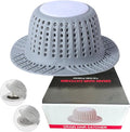 Silicone Shower Drain Hair Catcher for Bathtub - Fits Over Pop-Up Drain Stopper & Flat Drains Easy to Clean (Grey)
