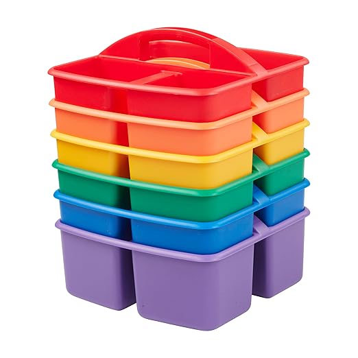 ECR4Kids 3-Compartment Storage Caddy, Storage Organizer, Primary, 6-Pack