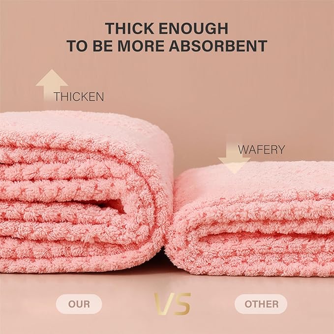 Thicker Hair Drying Towels, Quick Drying Towels for Hair with Button, Super Absorbent Hair Turbans for Wet Hair Long Thick Curly Hair, Soft Hair Drying Towel Wrap, Light Blue