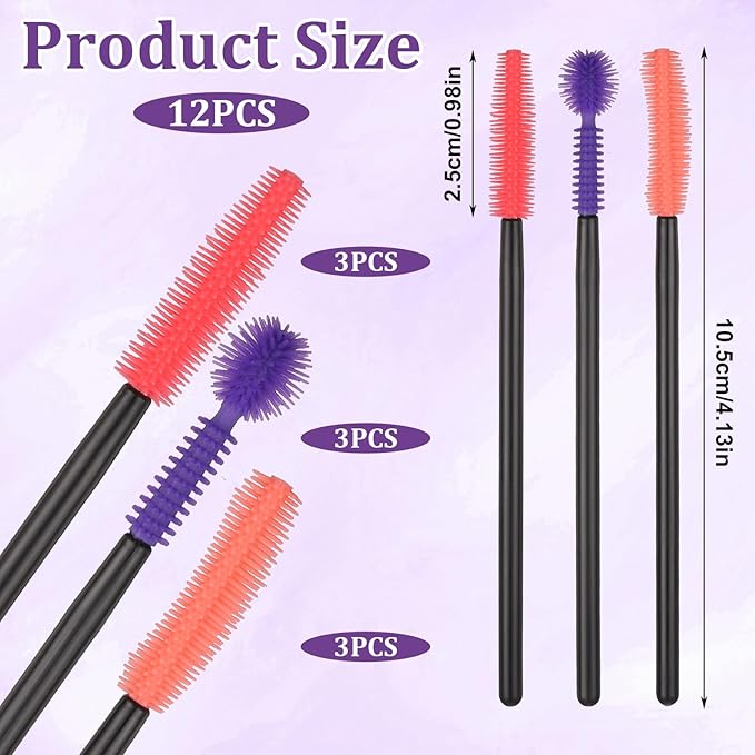 12 Pcs Silicone Nook and Cranny Brush Crevice Cleaning Brushes 3 Styles Sewing Machine Cleaning Brushes Tiny Brush for Sewing Machine, Keyboard, Small Spaces, Orange Purple Red