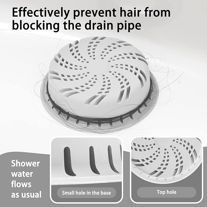 Silicone Drain Hair Catcher Bathroom Sink Bathtub Drain strainers for pop up and Regular drains (Gray)