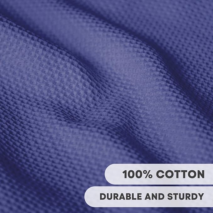 Artoid Mode 100% Cotton Navy Blue Waffle Weave Kitchen Dish Cloths, 13x28 Inch Ultra Soft Absorbent Quick Drying Kitchen Dish Towels Set of 4