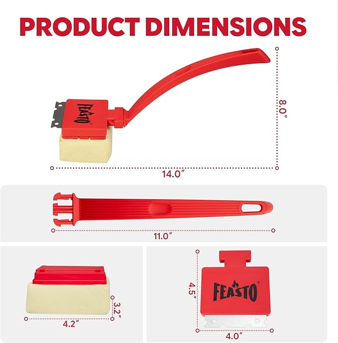 Bristle Free Grill Brush with Scraper for Outdoor Grills, Reinforced Steam BBQ Cleaning Brush with Replaceable Cleaning Head, Safe Grill Cleaner for Cast Iron & Stainless Steel Grates, Red