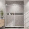 Venice Frameless Shower Door 60 in W x 74 in H,5/16"(8mm) Clear Tempered Glass Door, Bathroom Shower Door with 18 inch Pull Handle, Stainless Steel Hardware,Brushed Nickel