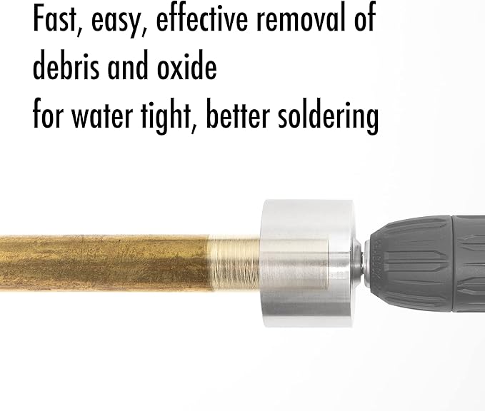 Full-Metal Copper Pipe Cleaner, Tube Cleaning Brush for Drill with Replaceable Brushes, for Professional Plumbers and Industrial Purpose 1/2" 3/4" 1" Triple Set