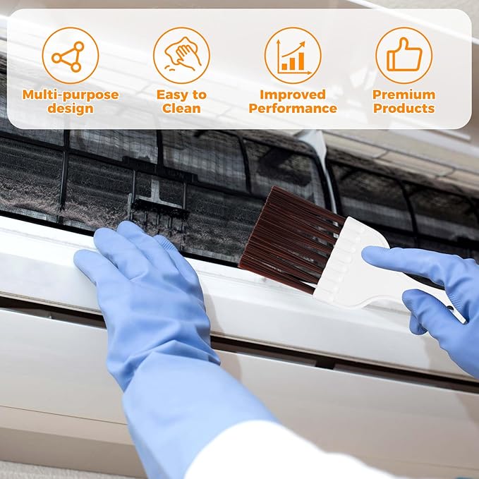 4Pcs Air Conditioner Fin Cleaning Brush Double Sided AC Coil Cleaner Efficient Conditioning Condenser Blade Tool for Home