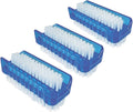 LOLA Classic Hand & Nail Brush, 2 Sided - 3 Pack, Soft & Stiff, Long-Lasting, Comfortable No-Slip Grip, Cleans Hands & Fingernails, Blue