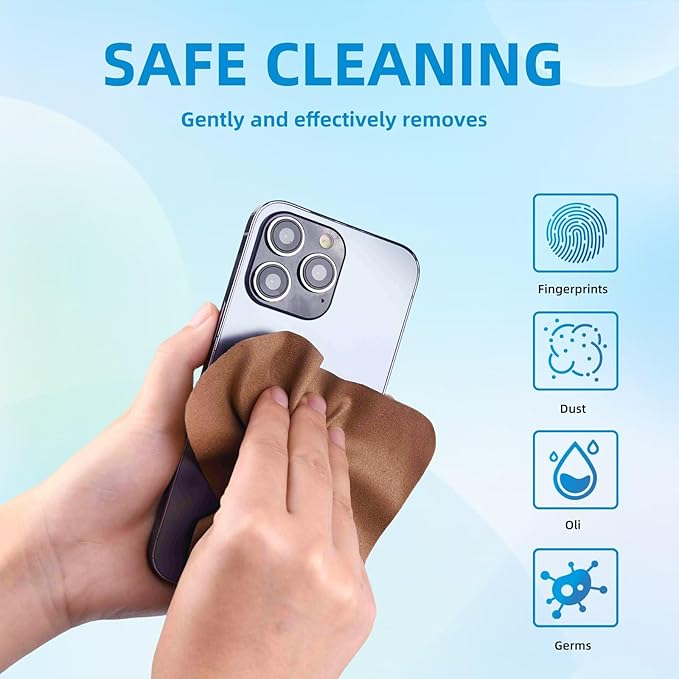 15 Pcs Glasses Cleaning Cloth Cleaner Wipes for Sunglasses, Cell Phone, Laptop, Jewelry, Cameras and LCD TV Screens (5 Colors)