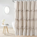 Camel Ruffle Shower Curtain, Vintage Handcrafted Bow Tie Bath Curtain for Master Bathroom, Ruched Microfiber Bathroom Curtain with 12 Buttonholes, 72" W x 84" H (LQ-10)