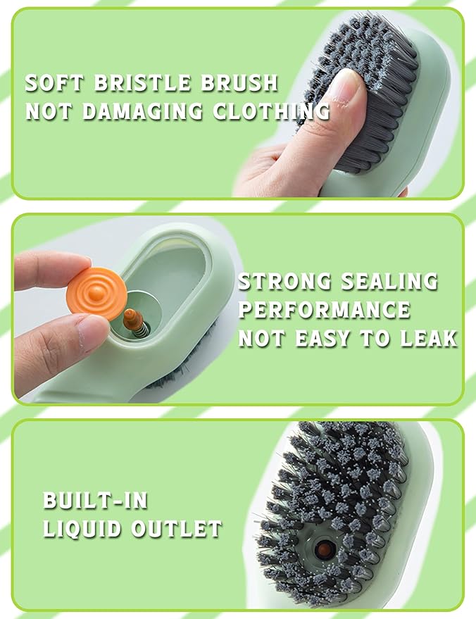 Soap Dispenser Scrub Shoe Brushes for Cleaning, Multi Function Liquid Adding Soft Fur Cleaning Brush for Stains, Shoe Scrubber Brush, 2 Pack
