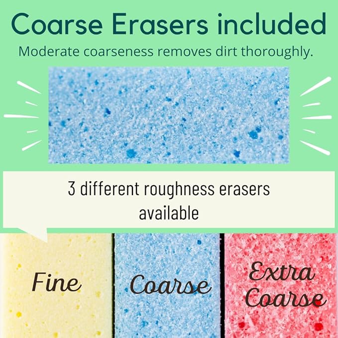 Rust Eraser for Knives Kitchen Stoves Wood Finish and Bicycles Multi Purpouse Cleaning Rubber Eraser Remover Dirt Stains (Coarse) Made in Japan, Set of 2