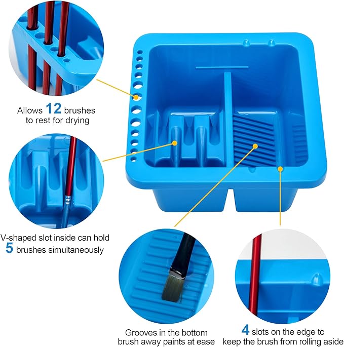 MyLifeUNIT Paint Brush Cleaner, Paint Brush Holder and Organizers for Acrylic, Watercolor, and Water-Based Paints (Blue)