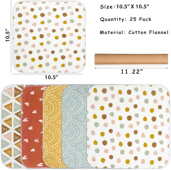 25 Pack Reusable Tissue Paperless Towel Roll Washable Cotton for Kitchen Towels Zero Waste Products Replacement Tissue (RT-K)